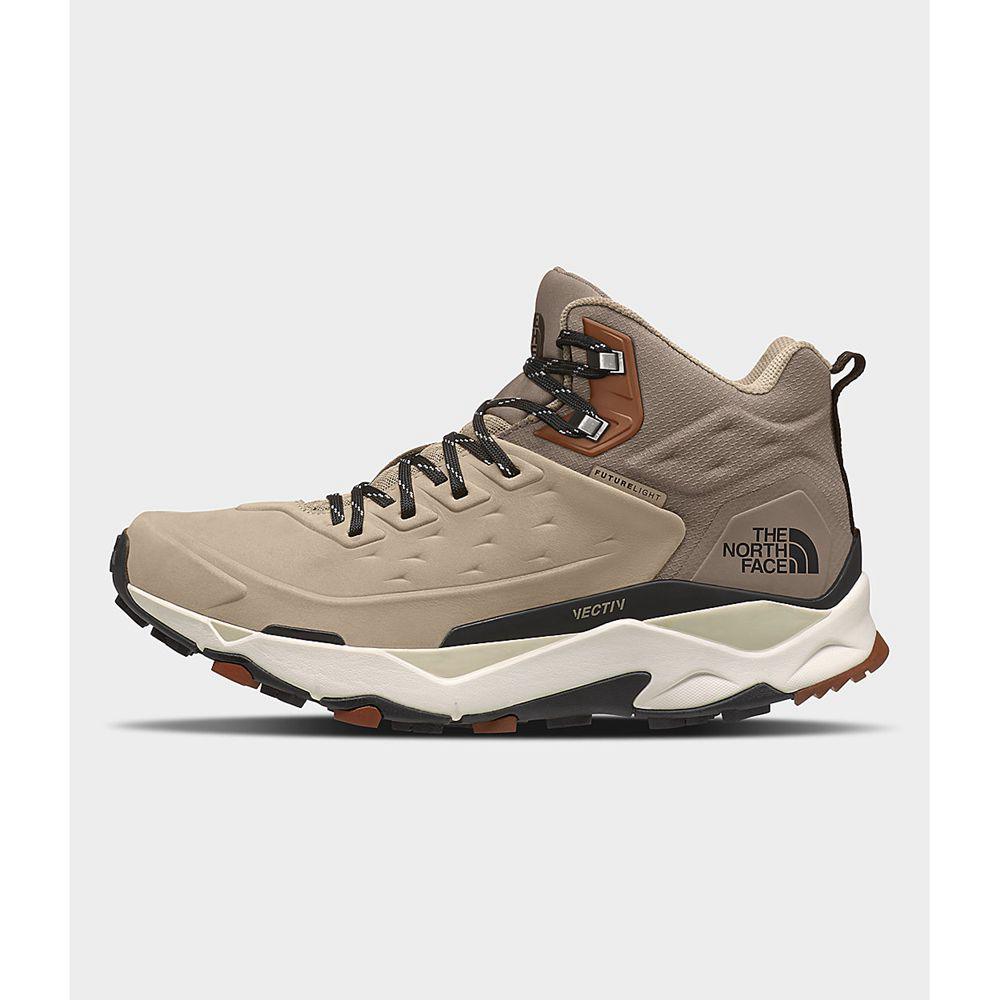 The North Face Vectiv Exploris Mid Futurelight™ Leather Ανδρικα Μποτάκια Πεζοπορίας - Χακί / Μαυρα (